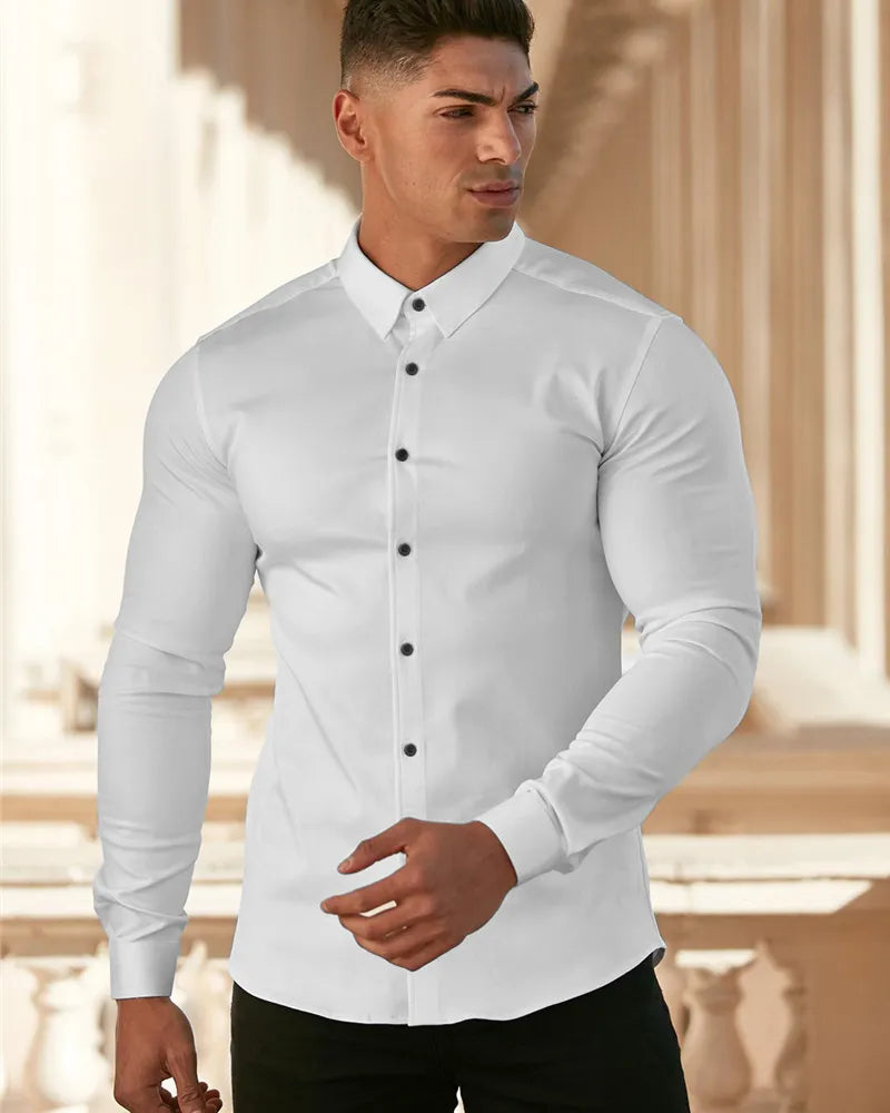 Premium Super Slim Fit Long Sleeve Dress Shirt for Men