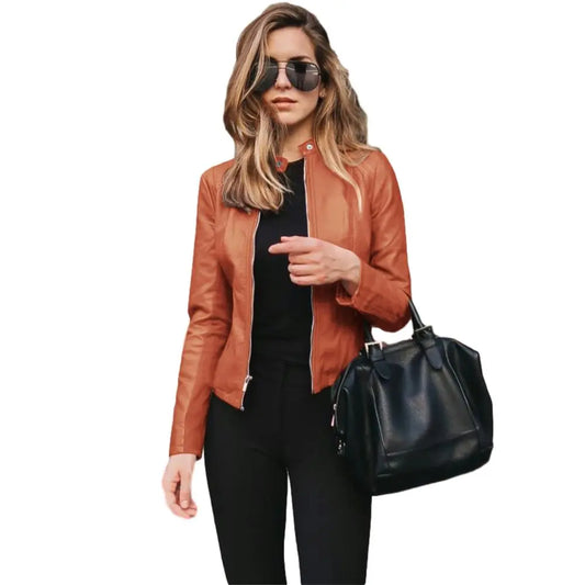 Allukasa Women PU Leather Designer Jacket