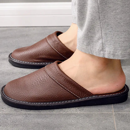 Indoor Men's Leather House Slippers