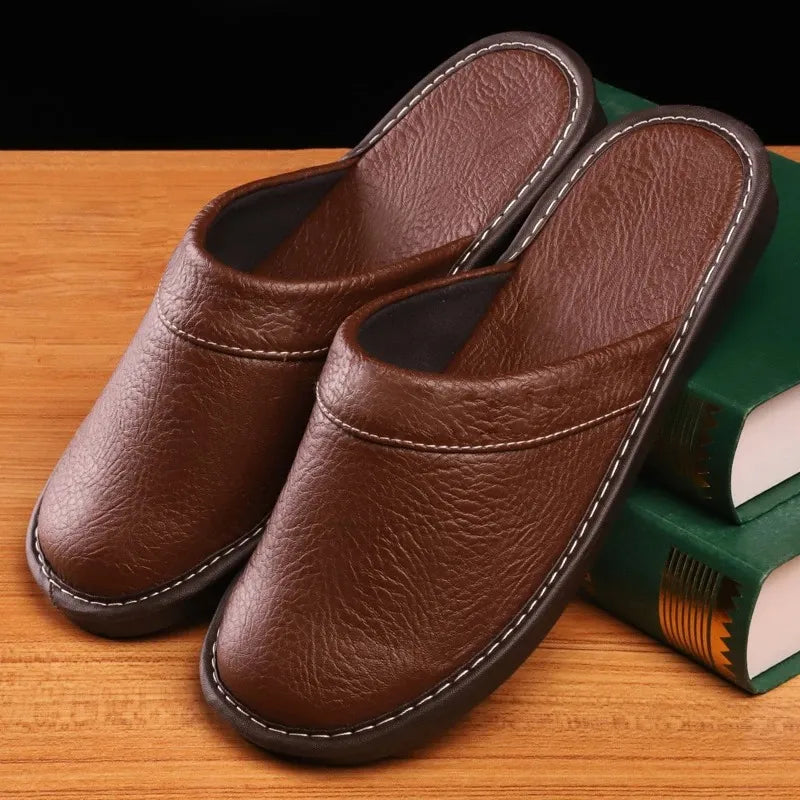 Indoor Men's Leather House Slippers