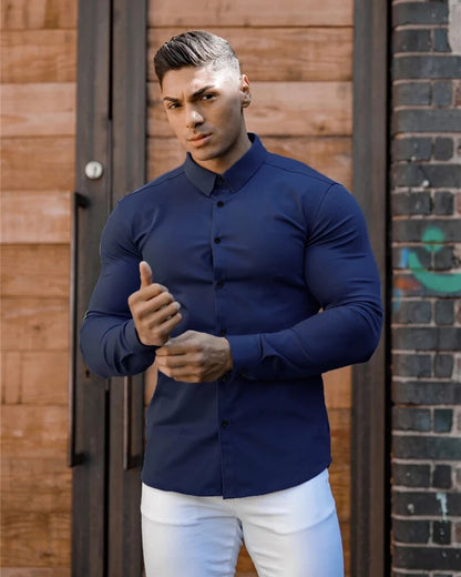 Premium Super Slim Fit Long Sleeve Dress Shirt for Men