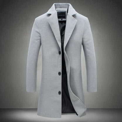 Men's Single Breasted Trench Coat / Autumn and Winter Jacket