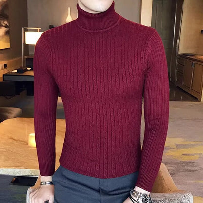 Knitted Wool Turtleneck Long Sleeve Sweaters For Men