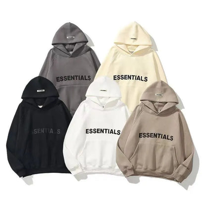 Essentials! Rubber Label Hoodies Premium 100% Cotton Pullover Men/Women Letter Print