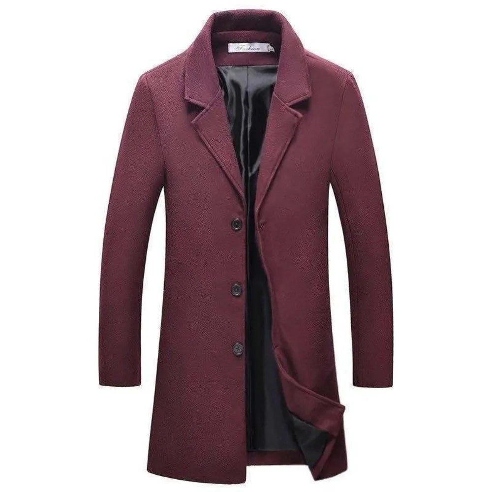 Men's Single Breasted Trench Coat / Autumn and Winter Jacket