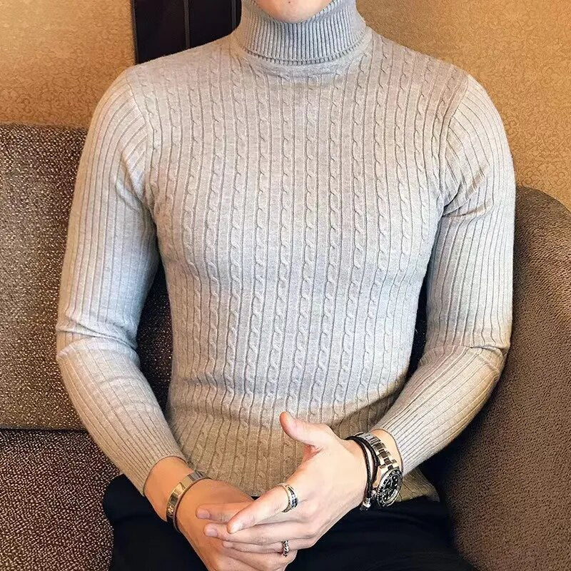 Knitted Wool Turtleneck Long Sleeve Sweaters For Men