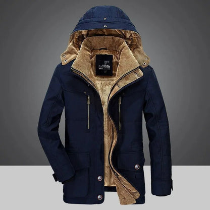 New Men's Outdoor Parka with Velvet Thick Warm Multi Pocket