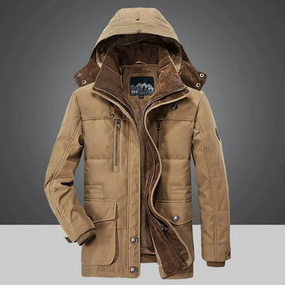 New Men's Outdoor Parka with Velvet Thick Warm Multi Pocket