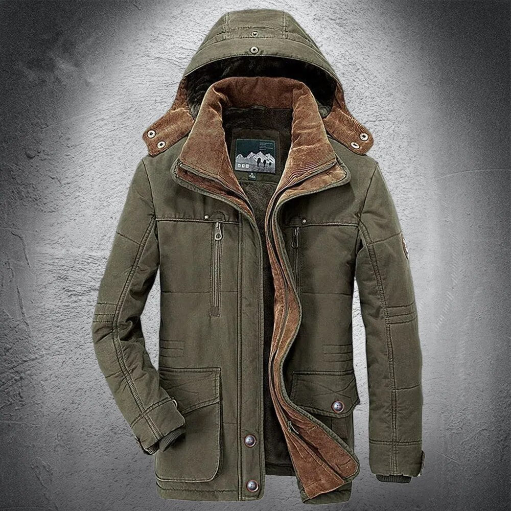 New Men's Outdoor Parka with Velvet Thick Warm Multi Pocket