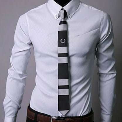 Men's Dress Checkered Shirts - Long Sleeve Tailored Slim Fit