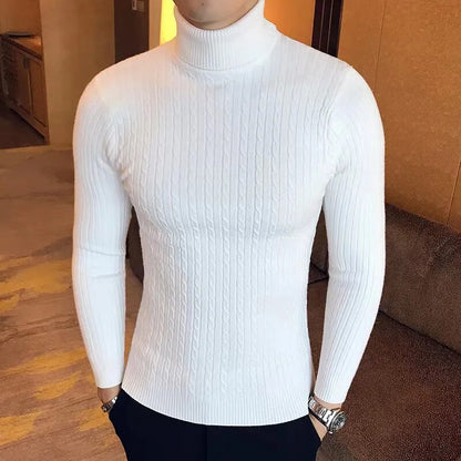 Knitted Wool Turtleneck Long Sleeve Sweaters For Men